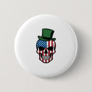 Badge Rond 5 Cm Conception de vecteur de drapeau de crâne de trèfl