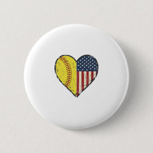 Badge Rond 5 Cm Conception de vecteur vintage de coeur de softball