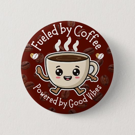 Badge Rond 5 Cm Conception de vibrations de café mignonnes (Devant)