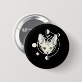 Badge Rond 5 Cm Conception de visage de chat spatial cool (Devant & derrière)