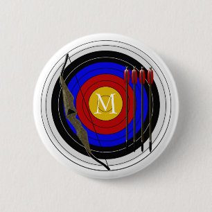 Badge Rond 5 Cm Conception décorée d'un monogramme de tir à l'arc