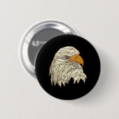Badge Rond 5 Cm Conception d'oiseau de proie aigle américain (Devant & derrière)