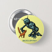 Badge Rond 5 Cm Conception drôle de bouton de robot et de chat (Devant & derrière)