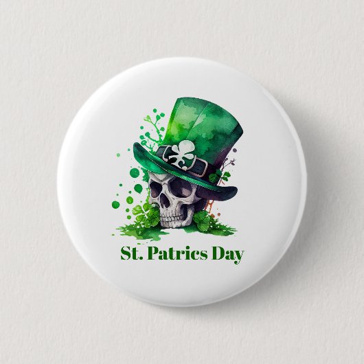 Badge Rond 5 Cm conception du crâne shamrock (Devant)