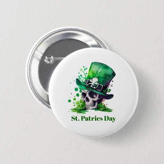 Badge Rond 5 Cm conception du crâne shamrock (Devant & derrière)