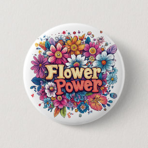 Badge Rond 5 Cm Conception dynamique de l'énergie des fleurs avec