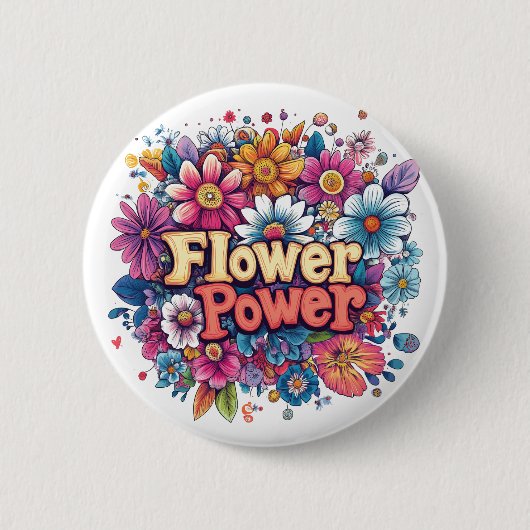 Badge Rond 5 Cm Conception dynamique de l'énergie des fleurs avec (Devant)