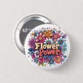 Badge Rond 5 Cm Conception dynamique de l'énergie des fleurs avec (Devant & derrière)