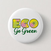 Badge Rond 5 Cm Conception Éco Rétro Verte (Devant)