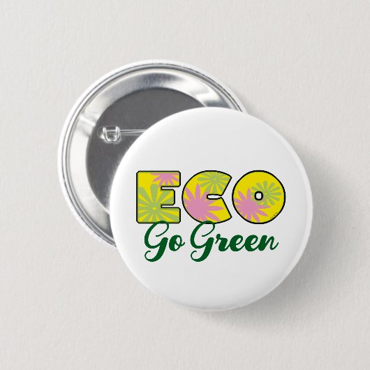 Badge Rond 5 Cm Conception Éco Rétro Verte (Devant & derrière)
