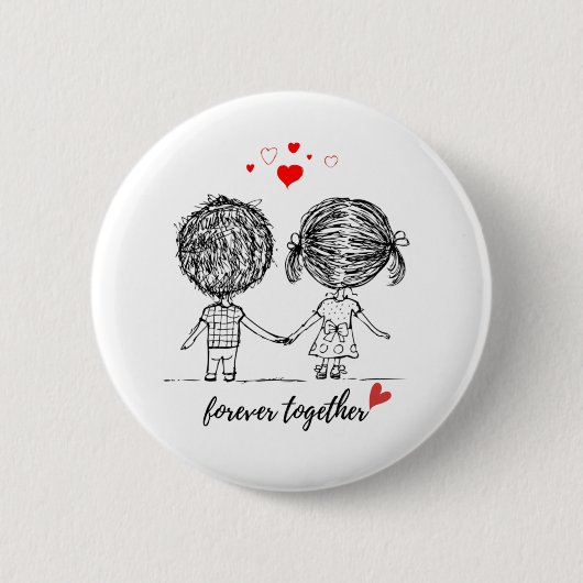 Badge Rond 5 Cm Conception Ensemble pour Toujours pour les Couples (Devant)