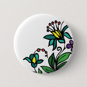 Badge Rond 5 Cm Conception florale de bouton de fleurs