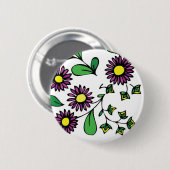 Badge Rond 5 Cm Conception florale de bouton pourpre de fleurs (Devant & derrière)