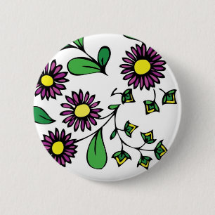 Badge Rond 5 Cm Conception florale de bouton pourpre de fleurs