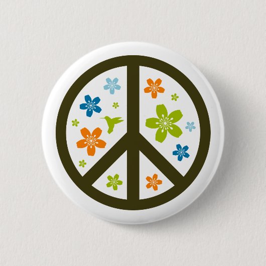 Badge Rond 5 Cm Conception florale de paix (Devant)