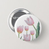 Badge Rond 5 Cm Conception florale de tulipes pastel (Devant & derrière)