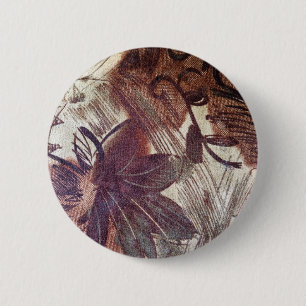 Badge Rond 5 Cm Conception florale marron abstraite 1