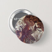 Badge Rond 5 Cm Conception florale marron abstraite 1 (Devant & derrière)