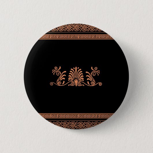 Badge Rond 5 Cm Conception florale noire et orange de style du (Devant)