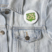 Badge Rond 5 Cm Conception Florale Rustique sur Fond Vert (En situation)