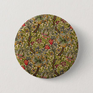 Badge Rond 5 Cm Conception florale vintage de William Morris à lys