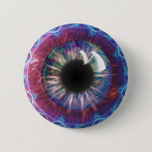 Badge Rond 5 Cm Conception fractale des yeux de Tesla