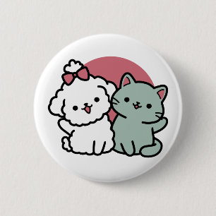 Badge Rond 5 Cm Conception "Fur-Real Friends Forever"