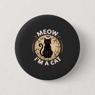 Badge Rond 5 Cm Conception graphique de chat Meow Halloween_1