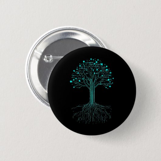 Badge Rond 5 Cm Conception Graphique de Programmation de Codage Bi (Devant & derrière)