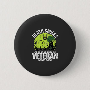 Badge Rond 5 Cm Conception Halloween Sourire de la mort de vétéran