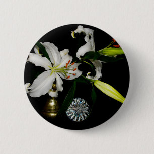 Badge Rond 5 Cm Conception Iirsh - Collection Laiton et Fleur