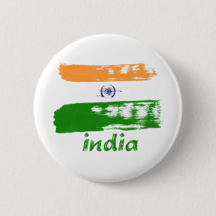 Badge Rond 5 Cm Conception indienne de course de brosse de drapeau