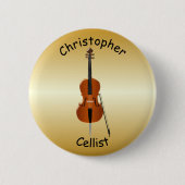 Badge Rond 5 Cm Conception personnalisée de violoncelle (Devant)