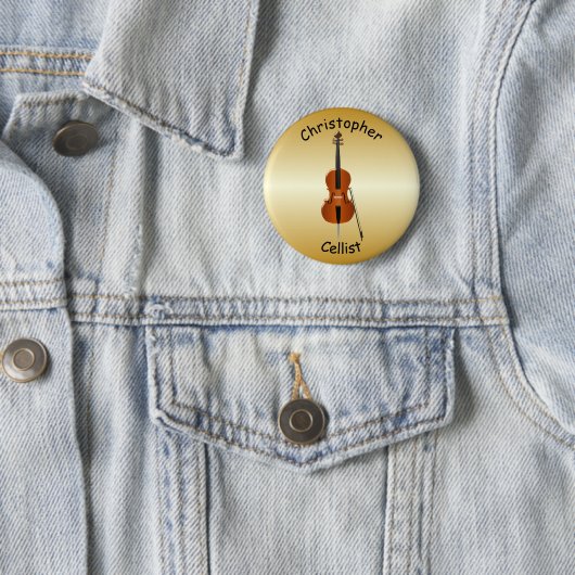 Badge Rond 5 Cm Conception personnalisée de violoncelle (En situation)