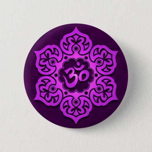 Badge Rond 5 Cm Conception pourpre florale d'Aum (Devant)