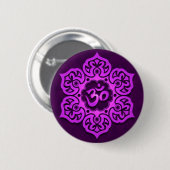 Badge Rond 5 Cm Conception pourpre florale d'Aum (Devant & derrière)