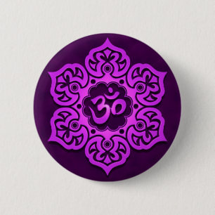 Badge Rond 5 Cm Conception pourpre florale d'Aum