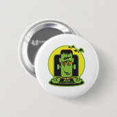 Badge Rond 5 Cm conception rétro frankenstein (Devant & derrière)
