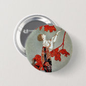 Badge Rond 5 Cm Conception rouge de Madame art déco (Devant & derrière)