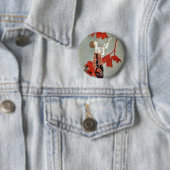Badge Rond 5 Cm Conception rouge de Madame art déco (En situation)