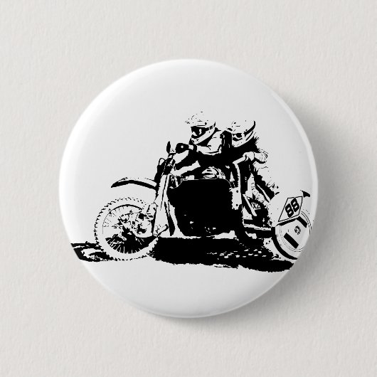 Badge Rond 5 Cm Conception simple de Sidecarcross (Devant)
