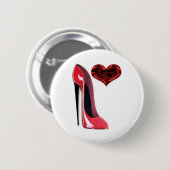 Badge Rond 5 Cm Conception stylet rouge de chaussure et de coeur (Devant & derrière)