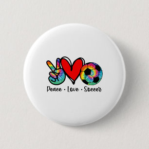 Badge Rond 5 Cm Conception Tie-Dye Paix Amour Football Femmes Adol