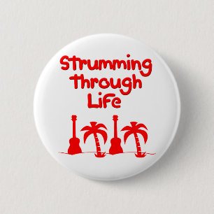 Badge Rond 5 Cm Conception tropicale de surf d'Uke d'ukulélé rou
