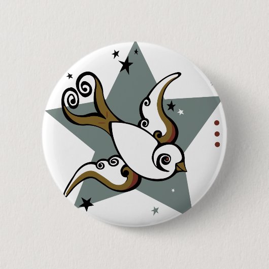 Badge Rond 5 Cm Conception urbaine d'oiseau d'hirondelle de (Devant)