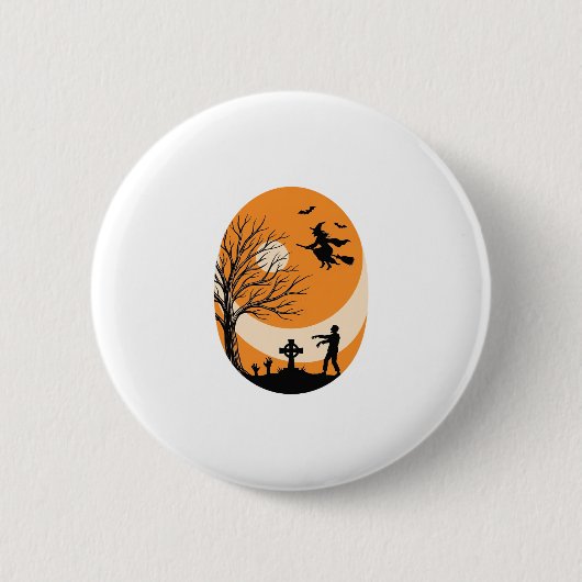 Badge Rond 5 Cm Conception vectorielle de cimetière de sorcière de (Devant)