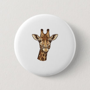 Badge Rond 5 Cm Conception vectorielle de tête de girafe gravée vi