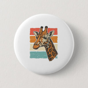 Badge Rond 5 Cm Conception vectorielle de tête de girafe rétro vin
