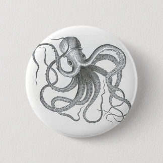 Badge Rond 5 Cm Conception vintage de poulpe nautique de steampunk