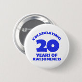 BADGE ROND 5 CM CONCEPTIONS D'ANNIVERSAIRE DE 20 ANNÉES (Devant & derrière)